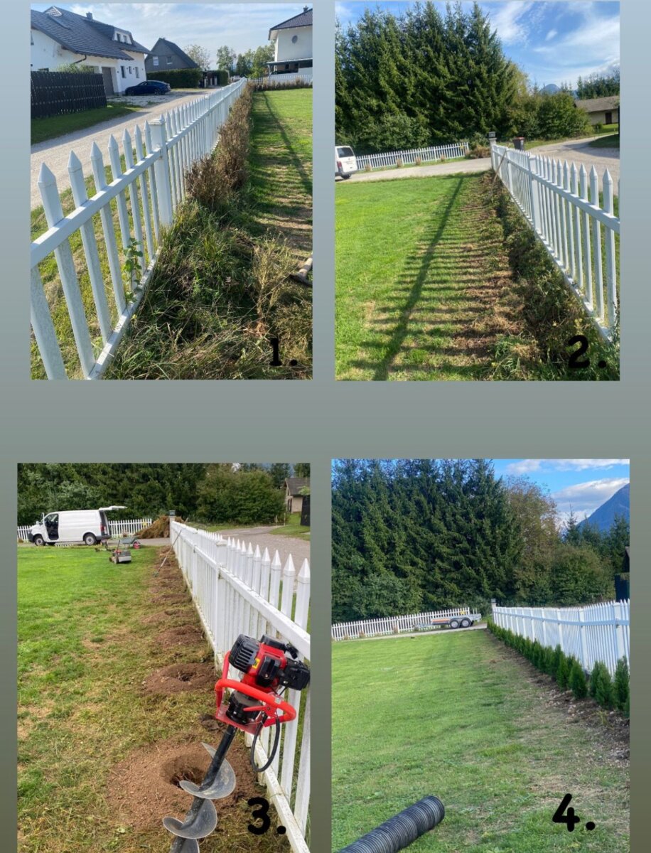 Arbeiten an Gartenzaun